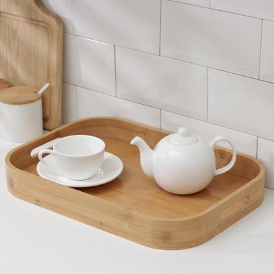 Поднос с ручками Доляна Striata, 40×28×4.5 см, бамбук