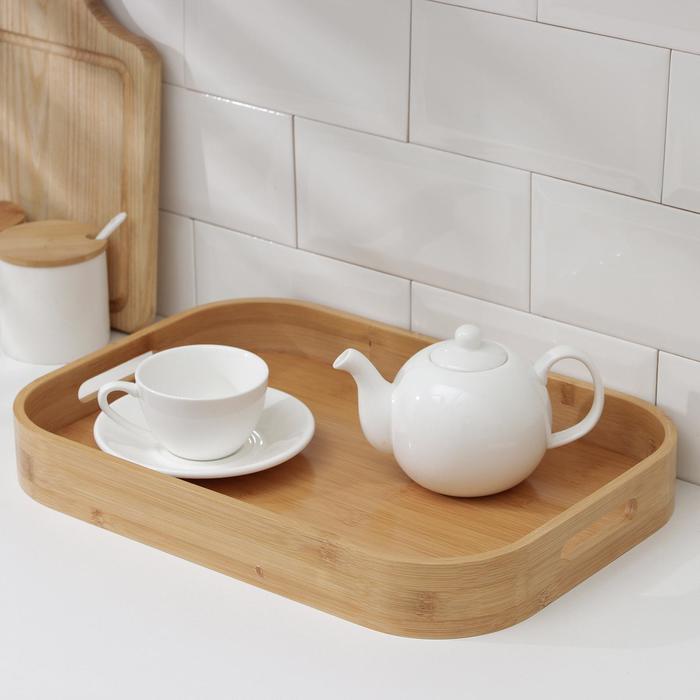 Поднос с ручками Доляна Striata, 40×28×4.5 см, бамбук - Фото 1