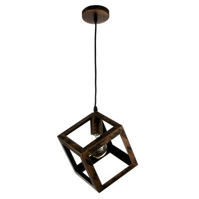 Светильник BayerLux Подвес «Куб» 1×40 Вт E27 черно-золотой 16×16×16-116 см