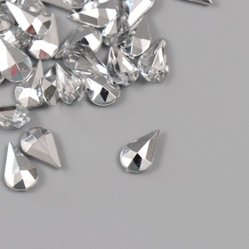 Декор для творчества пластик "Стразы капля. Серебро" набор 100 шт 0,8х1,3 см (комплект 2 шт)