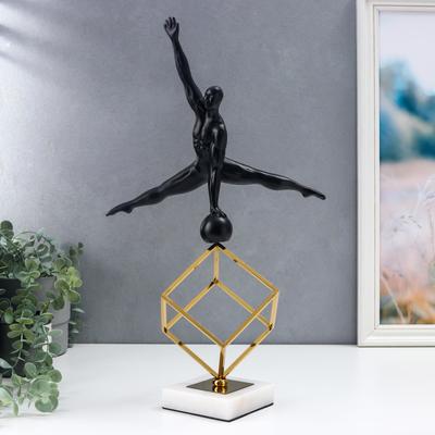 Фигура большая «Атлет с гирей», чёрный с золотом, 50×14×27.5 см