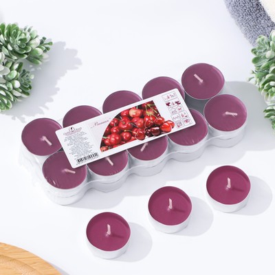 Набор свечей ароматических чайных в термоусадке «Вишня», 3.8×1.6 см, 3.5 ч, 12 г, 20 шт.