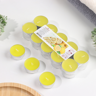 Набор свечей ароматических чайных «Лимон», 3.8×1.6 см, 3.5 ч, 12 г, 20 шт.