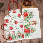 Набор подарочный "Этель" Christmas red flowers, фартук, полотенце, прихватка - фото 4965095