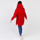 Толстовка удлиненная (худи) с капюшоном, красный принт 2 сердца, 48-50, футер НАЧЁС - Фото 4