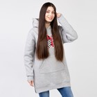 Толстовка удлиненная (худи) с капюшоном, серый принт 2 сердца, 48-50, футер НАЧЁС - Фото 1