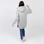 Толстовка удлиненная (худи) с капюшоном, серый принт 2 сердца, 48-50, футер НАЧЁС - Фото 5