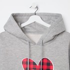 Толстовка удлиненная (худи) с капюшоном, серый принт 2 сердца, 48-50, футер НАЧЁС - Фото 7