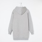 Толстовка удлиненная (худи) с капюшоном, серый принт 2 сердца, 48-50, футер НАЧЁС - Фото 8