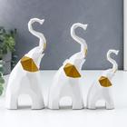 Сувенир полистоун 3D "Белые слоны" набор 3 шт 13,5х4,5х7,5 см 20х5,5х9,5 см 21х5,5х10 см - фото 21382658