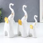 Сувенир полистоун 3D "Белые слоны" набор 3 шт 13,5х4,5х7,5 см 20х5,5х9,5 см 21х5,5х10 см - фото 21382659