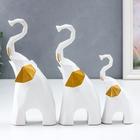 Сувенир полистоун 3D "Белые слоны" набор 3 шт 13,5х4,5х7,5 см 20х5,5х9,5 см 21х5,5х10 см - фото 21382660