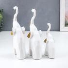 Сувенир полистоун 3D "Белые слоны" набор 3 шт 13,5х4,5х7,5 см 20х5,5х9,5 см 21х5,5х10 см - фото 21382661