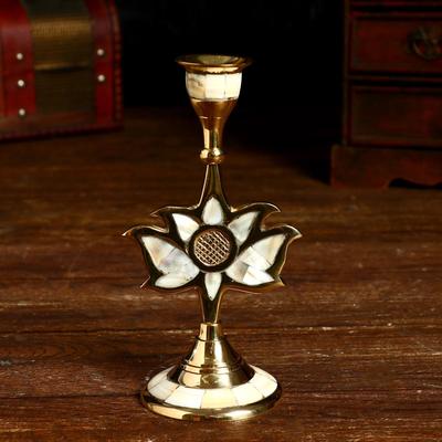 Подсвечник «Цветок востока», 8×8.5×16.5 см, латунь, перламутр