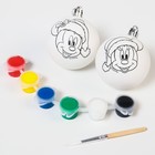 Набор для творчества под роспись, краски, набор 2 шт "Новогодний шар", Микки Маус - фото 6482626