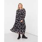 Платье миди женское MIST plus-size, размер 54, чёрно-белое 7338224