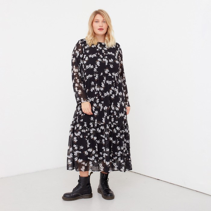 Платье женское миди MIST plus-size, р.56, черный