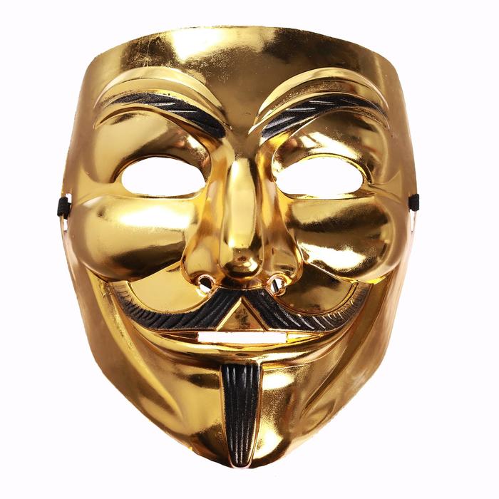 Карнавальная маска «Гай Фокс», цвет золото - Фото 1