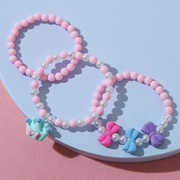 Набор детских браслетов "Выбражулька" трио, корона, цветные - Фото 1