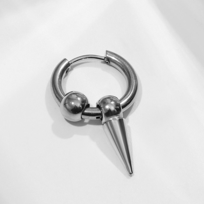 Пирсинг в ухо «Кольцо» шип с шариками, d=12 мм, цвет серебро - Фото 1