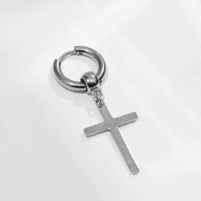 Пирсинг в ухо «Крест», d=11 мм, цвет серебро - Фото 1