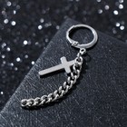 Пирсинг в ухо «Крест» с цепочкой, d=9 мм, цвет серебро - Фото 3