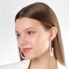 Серьги-кольца "Жемчужная кармелита" вальс, цвет белый в золоте, d=7,5 - фото 27093686