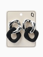 Серьги металл «Цепь», диагональ, 2 полых ромба, серебристо-чёрные  (артикул 6943925)  большой выбор товаров оптом и в розницу по низким ценам с доставкой