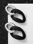 Серьги металл «Цепь» неровность, 2 звена, цвет серебристо-чёрный - фото 59772413