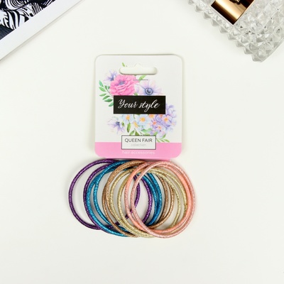 Резинки для волос QF «Спорт люкс», набор 10 шт., блеск нюд, 3 см, МИКС