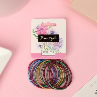 Резинки для волос QF «Спорт люкс», набор 10 шт., блеск ярко, 3 см