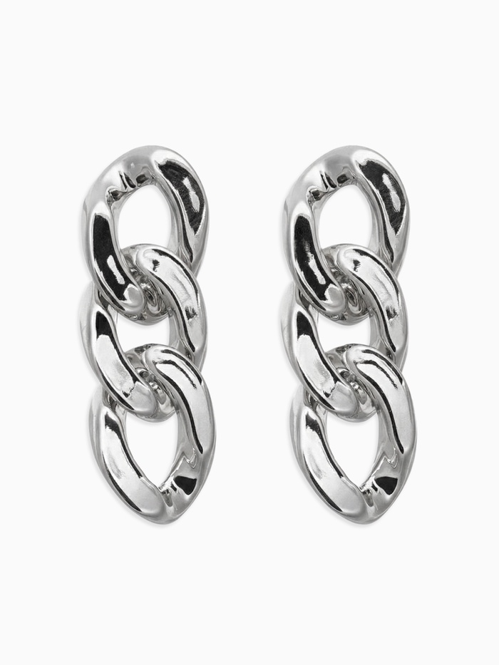 Серьги металл «Цепь», диагональные звенья, цвет серебро