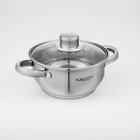 Набор кастрюль «Гретта», 3 предмета: 1.6 л, 2.2 л, 3.2 л, капсульное дно, индукция, нержавеющая сталь, AISI - 201 - Фото 4