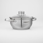 Набор кастрюль «Гретта», 3 предмета: 1.6 л, 2.2 л, 3.2 л, капсульное дно, индукция, нержавеющая сталь, AISI - 201 - Фото 5