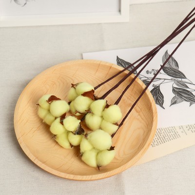 Декор сухоцвет «Хлопок», h=30 см, d=5 см, жёлтый