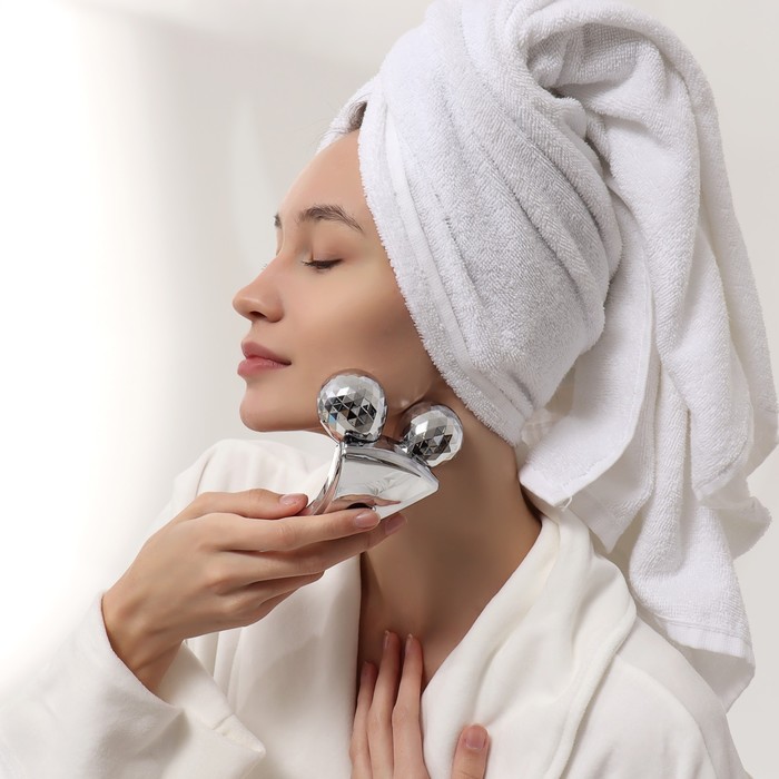 Массажёр, универсальный «3D», 2 ролика, 16 × 9,5 × 6 см, картонная коробка, цвет серебристый 24506