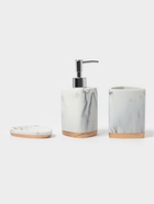 Аксессуары для ванной «Мрамор», 3 предмета, мыльница, дозатор 230 мл, стакан, белые - Фото 1