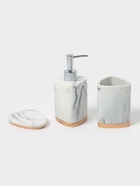 Аксессуары для ванной «Мрамор», 3 предмета, мыльница, дозатор 230 мл, стакан, белые - Фото 2