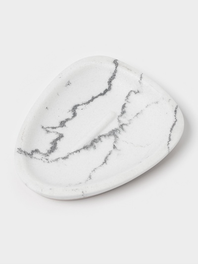 Аксессуары для ванной «Мрамор», 3 предмета, мыльница, дозатор 230 мл, стакан, белые