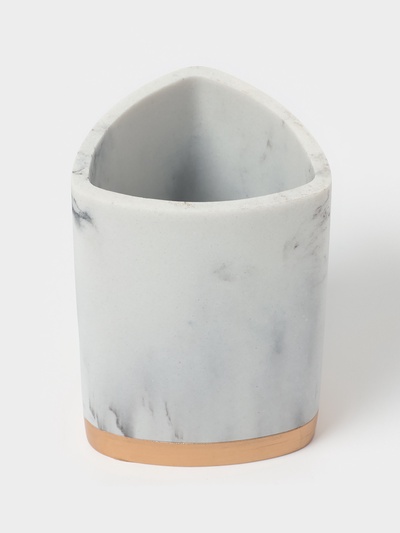 Аксессуары для ванной «Мрамор», 3 предмета, мыльница, дозатор 230 мл, стакан, белые