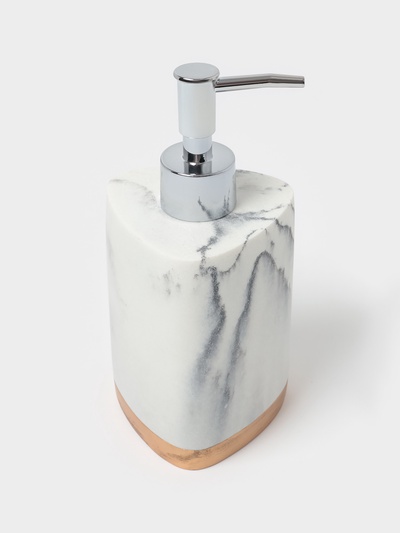 Аксессуары для ванной «Мрамор», 3 предмета, мыльница, дозатор 230 мл, стакан, белые