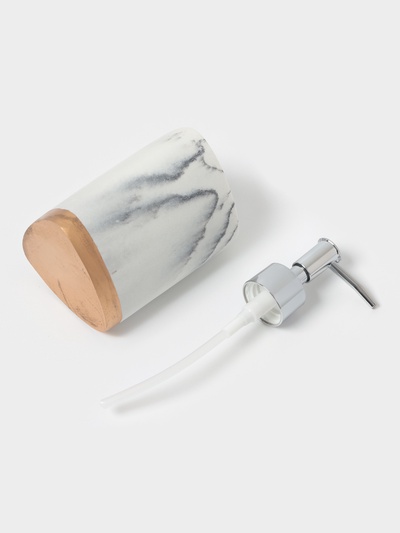 Аксессуары для ванной «Мрамор», 3 предмета, мыльница, дозатор 230 мл, стакан, белые