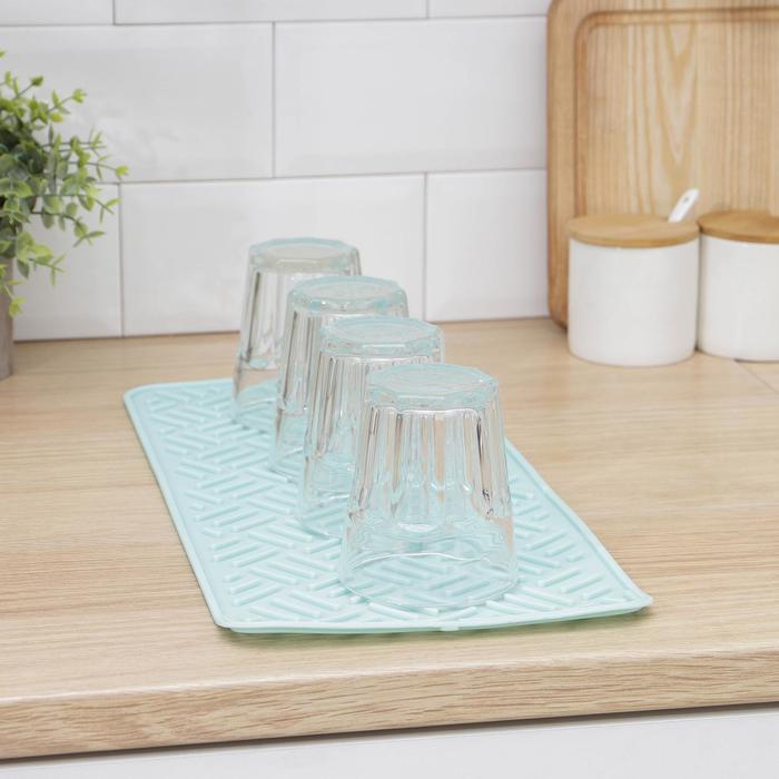 Коврик для сушки посуды, 20×45 см, силикон, цвет МИКС - Фото 1