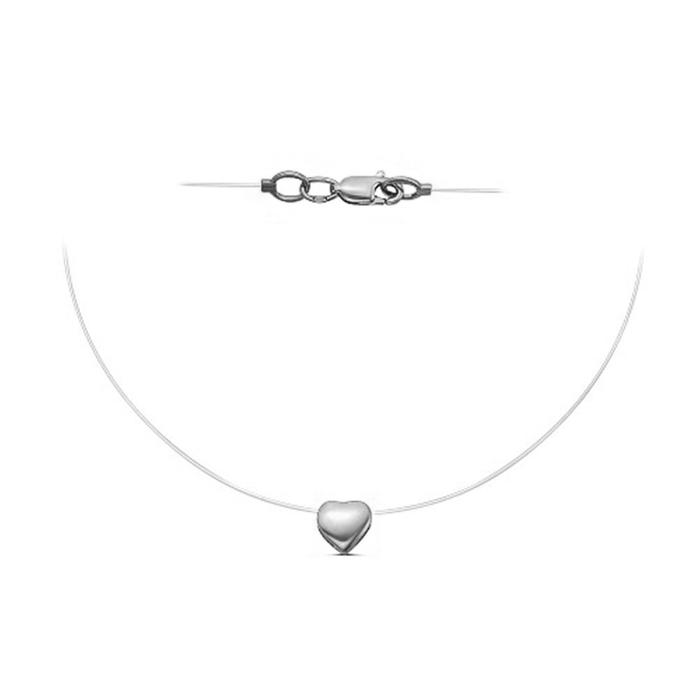 Колье «Сердечко» на леске, посеребрение, 38см 4587898 - Фото 1