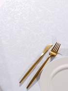 Скатерть DomoVita белая жаккард, рисунок МИКС (80% полиэстер, 20% хлопок) микрофибра 100×150 - Фото 4