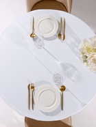 Скатерть DomoVita, 150×180, жаккард, рисунок МИКС, микрофибра, белая - Фото 3