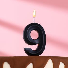 Свеча в торт "Грань", цифра 9, черный металлик, 6,5 см