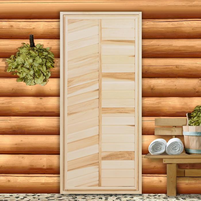 Дверь для бани и сауны, размер коробки 170×70 см, липа, глухая - Фото 1