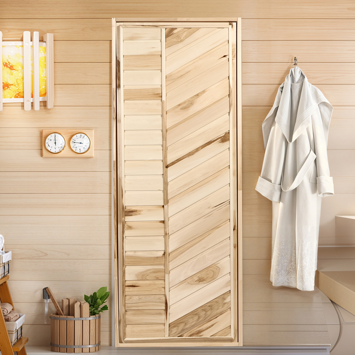 Дверь для бани и сауны, размер коробки 190×70 см, липа, глухая - Фото 1