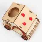 Домик для грызунов "Дом на колёсах", фанера, 11 х 8,5 х 8,5 см, микс цветов - фото 35730199